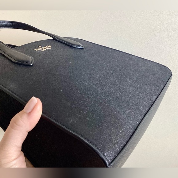 Kate Spade Tinsel Glitter Fabric Black Satchel Crossbody Purse & Wallet *As Is - Picture 14 of 16